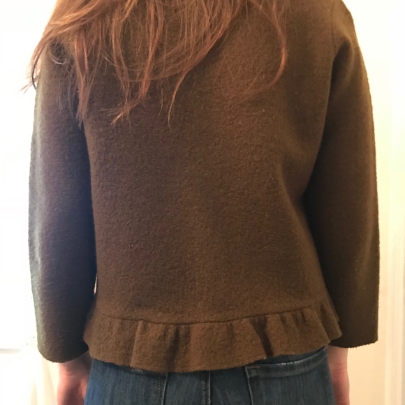 Ann Taylor Loft Olive Green Ruffle Blazer - Picture 2 of 3